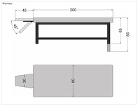 Wymiary techniczne stołu VEDA 